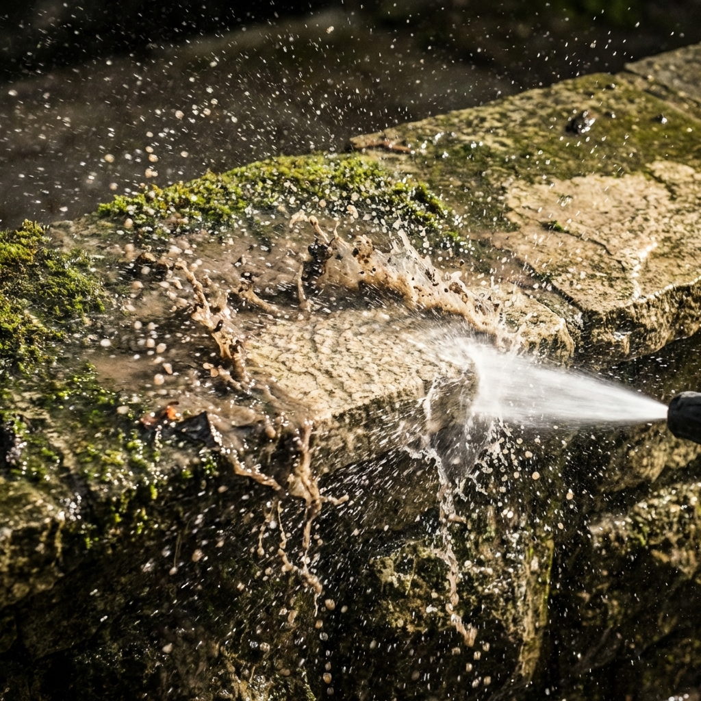 Steinglanz Michel Reinigungsprozess